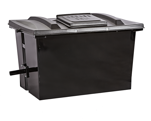 Economy Flat Lid grease container lid, theft deterrent lid, secure grease container lid, plastic grease dumpster lid, grease bin lid, center dump lid, locking grease container lid, economy flat lid, grease container top