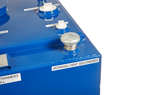 Secondary working vent on double wall fresh oil vent secondary working vent, double wall fresh oil vent