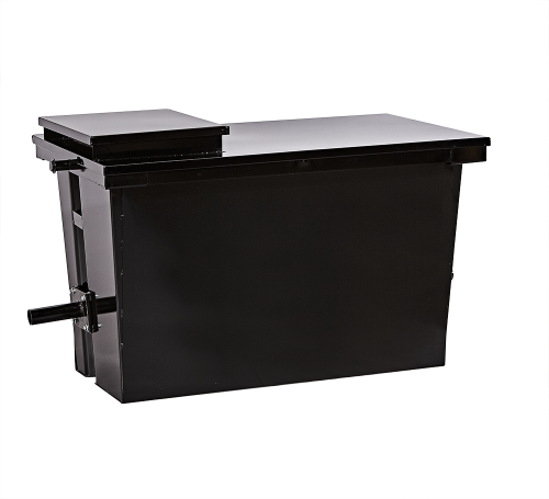 Steel end dump lid, standard steel lid for grease container, lid for grease bin, grease dumpster lid, end dump lid, grease bin lid, grease container top