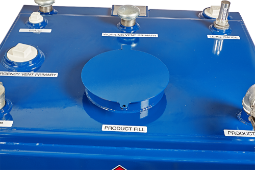 product fill area on double wall used oil tank Pour area