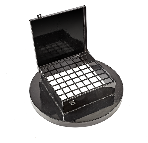 Steel Locking Barrel Lid with Standard Sceen steel locking barrel lid, locking drum lid, locking barrel lid, grease barrel locking lid, theft deterrent barrel lid, locking drum lid